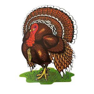 Vintage Beistle Co. Thanksgiving Turkey Cardboard Die Cut 17" x 11.25" Made USA